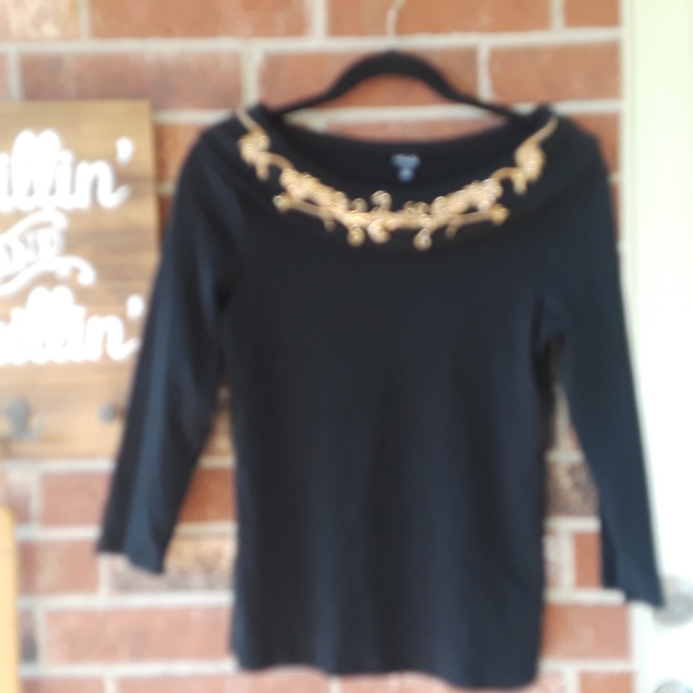 Black 3/4 length poly/cotton Tee